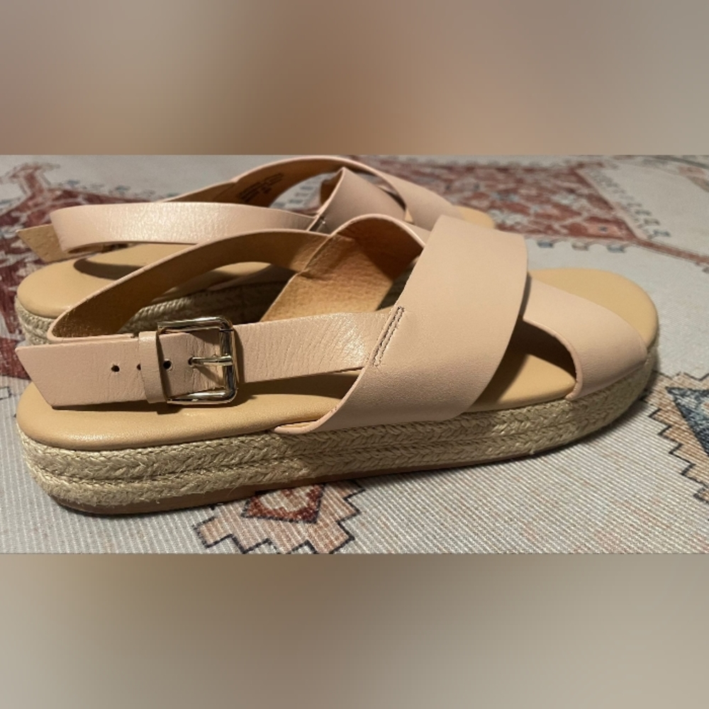 Loft Size 8 Women's Nude Beige Platform Criss Cross Espadrille Sandals - Picture 3 of 11